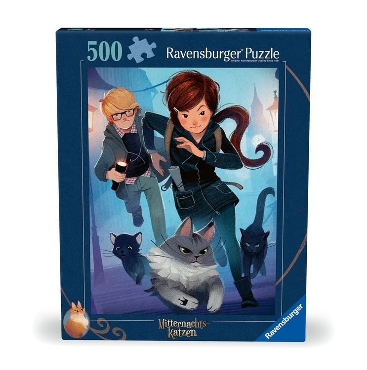 Produktbild: Ravensburger Puzzle 12000360 - Auf der Suche nach K&ouml;nigin Quinn - 500 Teile Mitternachtskatzen Puzzle f&uuml;r Erwachsene und Kinder ab 12 Jahren