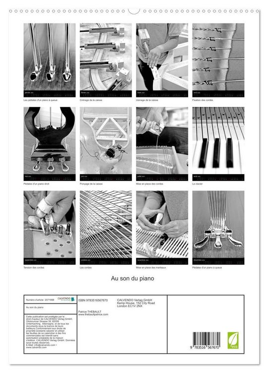Produktbild: Au son du piano (Calendrier mural 2026 DIN A2 horizontal) calendrier de bureau