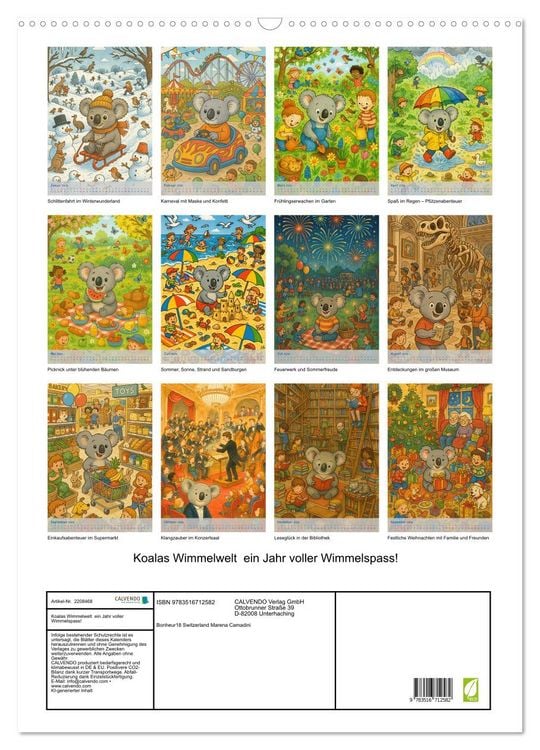 Produktbild: Koalas Wimmelwelt ein Jahr voller Wimmelspass! (Wandkalender 2026 DIN A2 hoch), CALVENDO Monatskalender