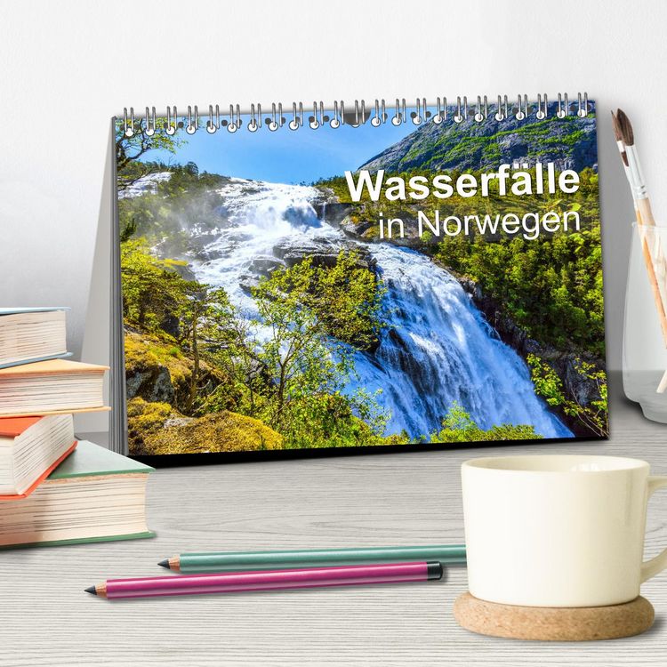 Produktbild: Wasserf&auml;lle in Norwegen (Tischkalender 2026 DIN A5 quer), CALVENDO Monatskalender