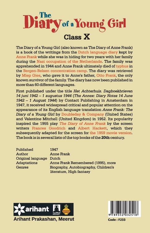 Produktbild: The Diary of a Young Girl Class 10th