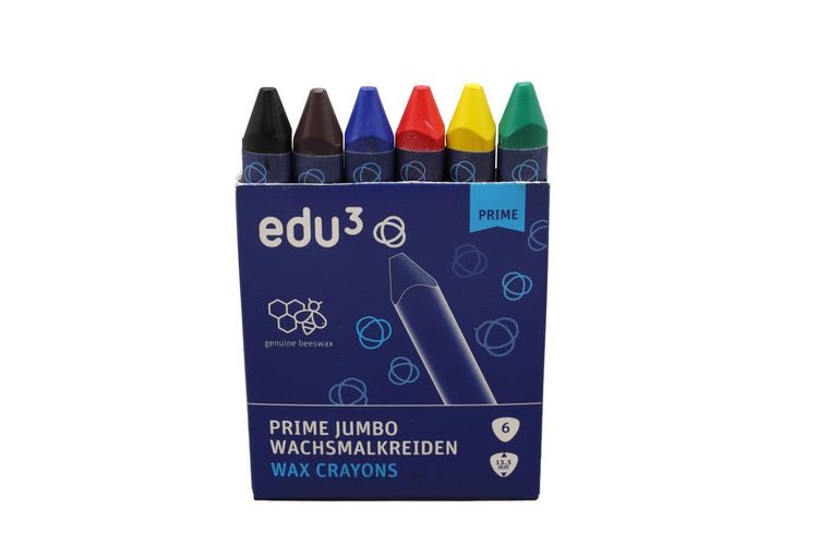 Produktbild: edu&sup3; PRIME Jumbo Wachsmalkreide Basic, 6er Set