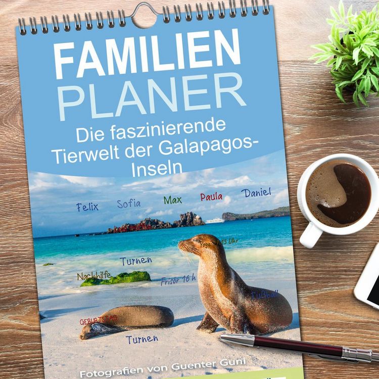 Produktbild: Familienplaner 2026 - Die faszinierende Tierwelt der Galapagos-Inseln mit 5 Spalten (Wandkalender, 21 x 45 cm) CALVENDO