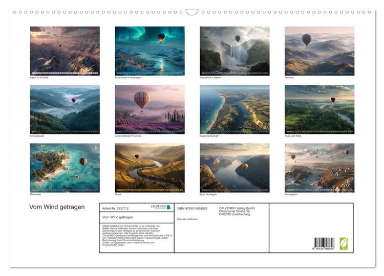 Produktbild: Vom Wind getragen (Wandkalender 2027 DIN A2 quer), CALVENDO Monatskalender