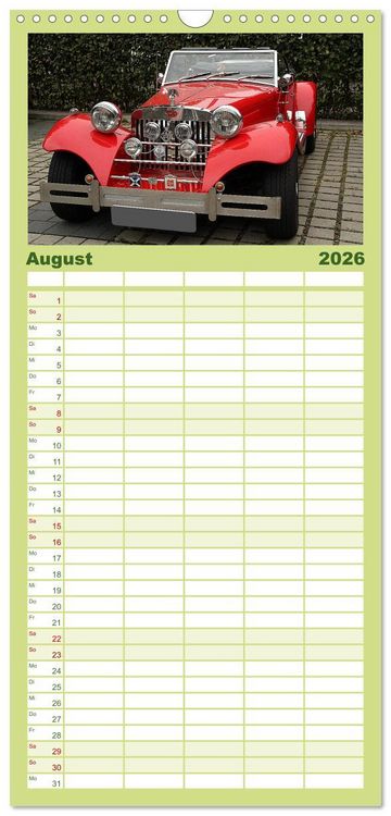 Produktbild: Familienplaner 2026 - Oldtimer vergangenger Jahrzehnte mit 5 Spalten (Wandkalender, 21 x 45 cm) CALVENDO