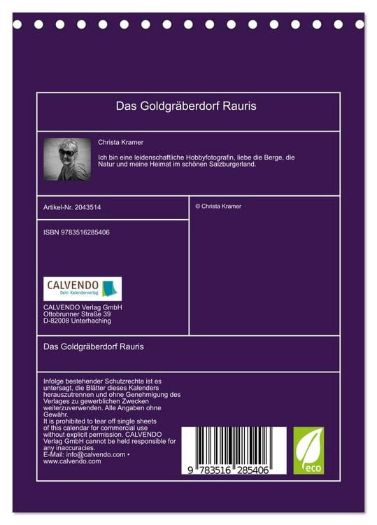 Produktbild: Das Goldgr&auml;berdorf Rauris (Tischkalender 2026 DIN A5 hoch), CALVENDO Monatskalender