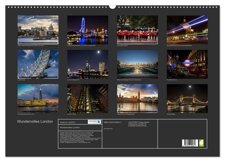 Produktbild: Wundervolles London (Wandkalender 2026 DIN A2 quer), CALVENDO Monatskalender