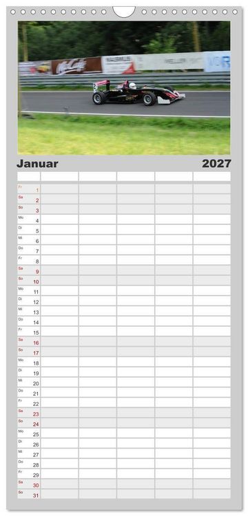 Produktbild: Familienplaner 2027 - Formelrennwagen am Berg mit 5 Spalten (Wandkalender, 21 x 45 cm) CALVENDO