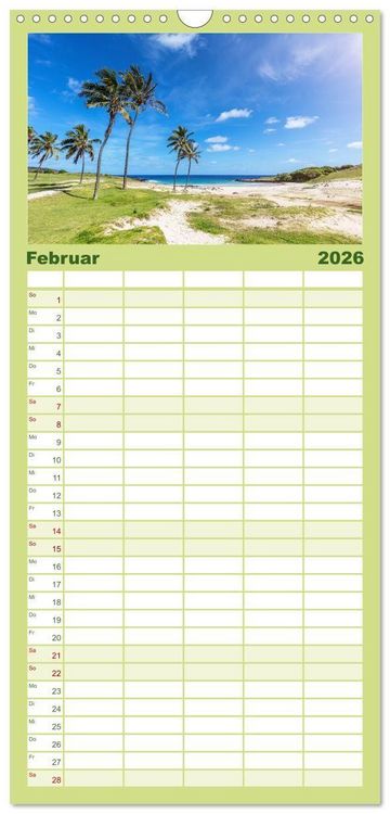 Produktbild: Familienplaner 2026 - Die Osterinsel &ndash; Mythen, Moai und wilde Sch&ouml;nheit mit 5 Spalten (Wandkalender, 21 x 45 cm) CALVENDO