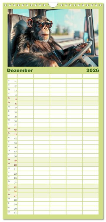 Produktbild: Familienplaner 2026 - Tierisch lustige LKW-Fahrer mit 5 Spalten (Wandkalender, 21 x 45 cm) CALVENDO