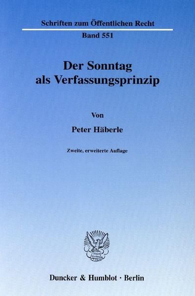 Produktbild: Der Sonntag als Verfassungsprinzip.