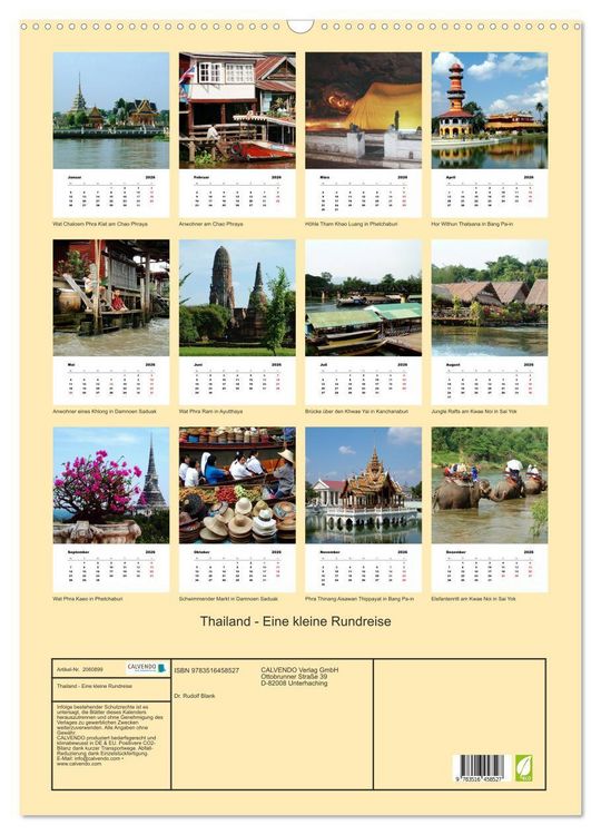Produktbild: Thailand - Eine kleine Rundreise (Wandkalender 2026 DIN A2 hoch), CALVENDO Monatskalender