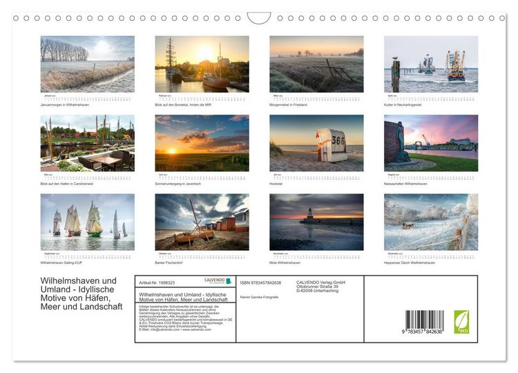 Produktbild: Wilhelmshaven und Umland - Idyllische Motive von H&auml;fen, Meer und Landschaft (Wandkalender 2026 DIN A3 quer), CALVENDO Monatskalender