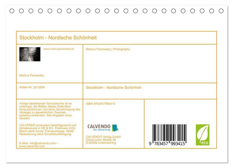 Produktbild: Stockholm - Nordische Sch&ouml;nheit (Tischkalender 2026 DIN A5 quer), CALVENDO Monatskalender