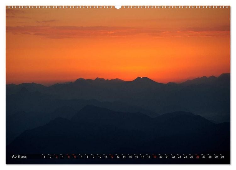 Produktbild: Magische Bergwelt, zwischen Sonnenaufgang und Sonnenuntergang (Wandkalender 2026 DIN A2 quer), CALVENDO Monatskalender