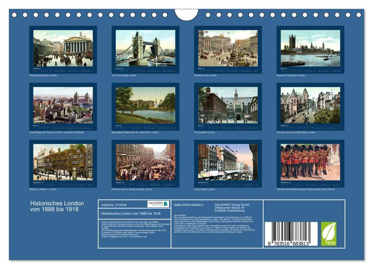Produktbild: Historisches London von 1888 bis 1918 (Wandkalender 2026 DIN A4 quer), CALVENDO Monatskalender