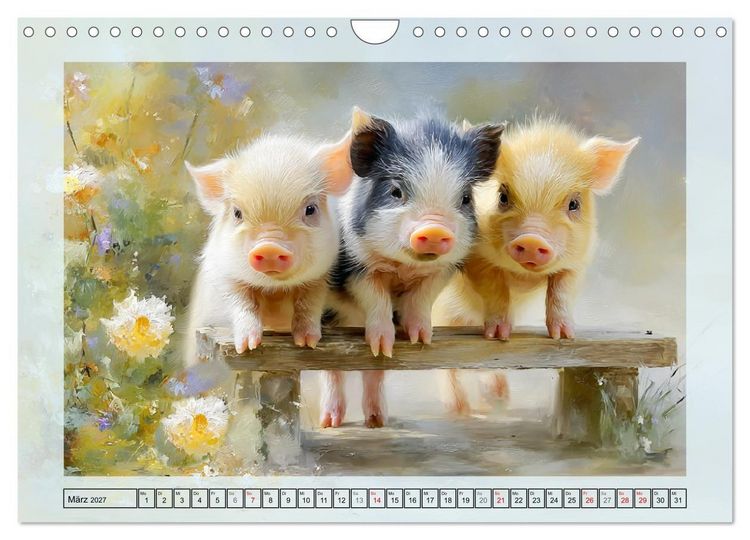 Produktbild: Mini-Schweinchen. Herzensbrecher im Garten (Wandkalender 2027 DIN A4 quer), CALVENDO Monatskalender