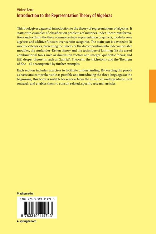 Produktbild: Introduction to the Representation Theory of Algebras