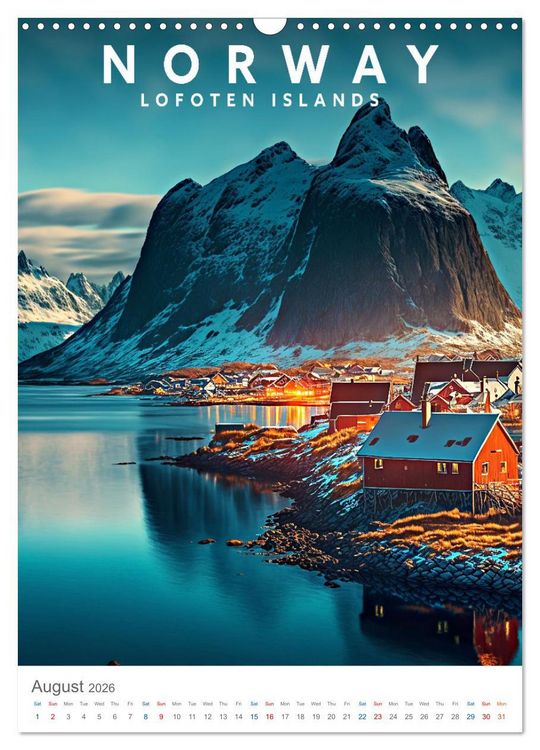 Produktbild: Lofoten Islands - Old School Poster Style (Wall Calendar 2026 DIN A3 portrait), CALVENDO 12 Month Wall Calendar