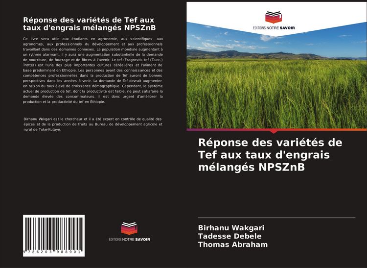 Produktbild: R&eacute;ponse des vari&eacute;t&eacute;s de Tef aux taux d'engrais m&eacute;lang&eacute;s NPSZnB