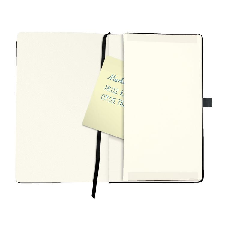 Produktbild: Herlitz Notizbuch Classic A5 96 Blatt blanko schwarz mit Leseband und Falttasche my.book