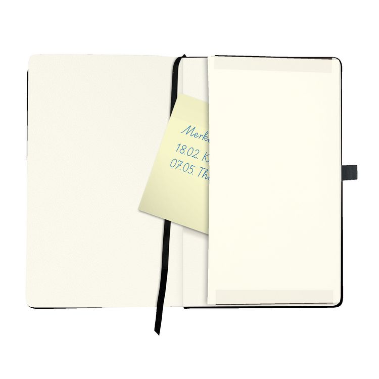 Produktbild: Herlitz Notizbuch Classic A5 96 Blatt liniert schwarz mit Leseband und Falttasche my.book