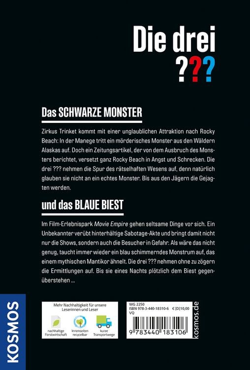 Produktbild: Die drei ???, Das schwarze Monster / und das blaue Biest (Doppelband)