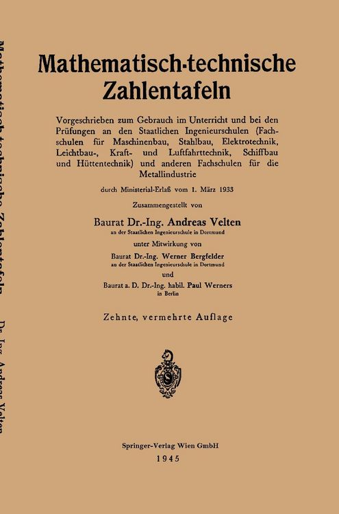 Produktbild: Mathematisch-technische Zahlentafeln
