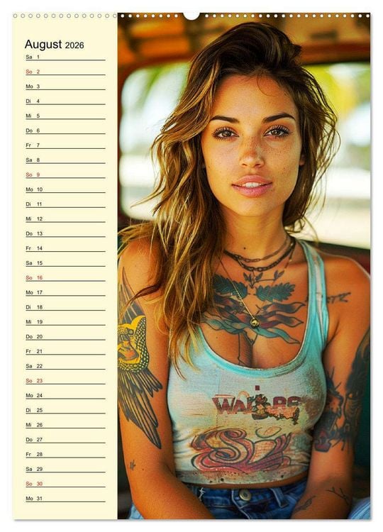 Produktbild: Coole Tatoo-Girls. H&uuml;bsch, modern und selbstbewusst (Wandkalender 2026 DIN A2 hoch), CALVENDO Monatskalender