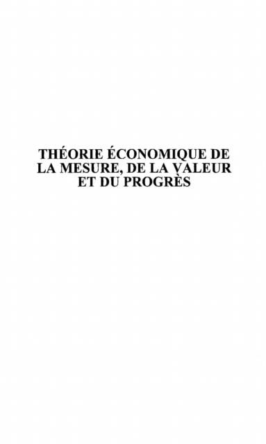 Produktbild: Theorie economique de la mesure, de la v