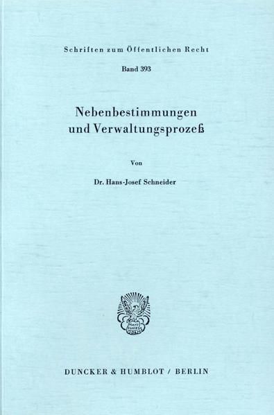 Produktbild: Nebenbestimmungen und Verwaltungsproze&szlig;.