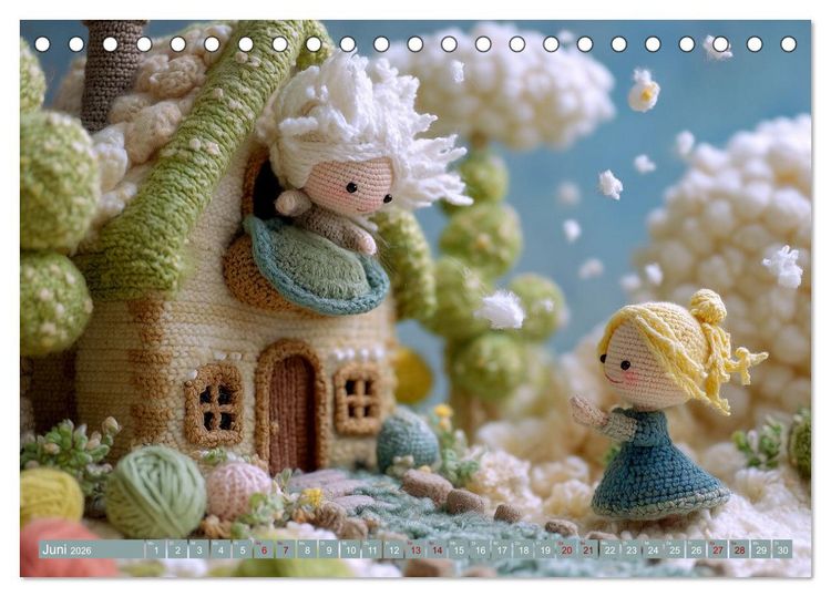 Produktbild: Amigurumi M&auml;rchenstunde nach den Gebr&uuml;dern Grimm (Tischkalender 2026 DIN A5 quer), CALVENDO Monatskalender