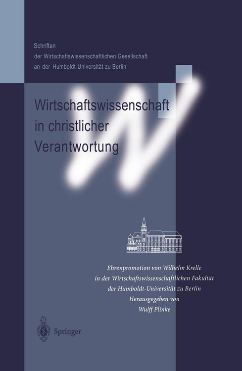 Produktbild: Wirtschaftswissenschaft in christlicher Verantwortung