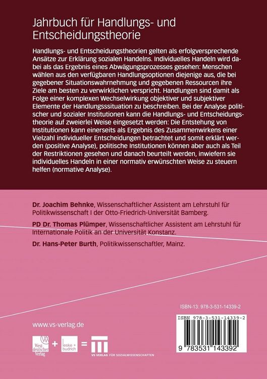 Produktbild: Jahrbuch f&uuml;r Handlungs- und Entscheidungstheorie