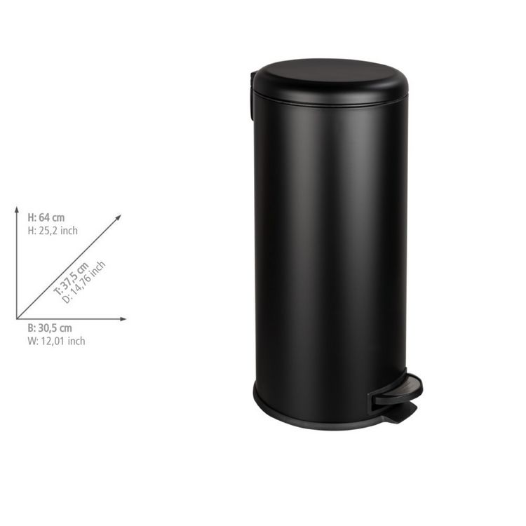 Produktbild: Treteimer Mod. Leman Easy-Close Schwarz 30 L, mit herausnehmbarem Einsatz