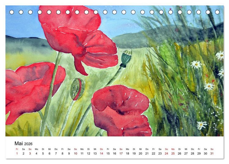 Produktbild: Blumen-Aquarelle (Tischkalender 2026 DIN A5 quer), CALVENDO Monatskalender