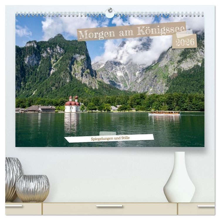 Produktbild: Morgen am K&ouml;nigssee - Spiegelungen und Stille (hochwertiger Premium Wandkalender 2026 DIN A2 quer), Kunstdruck in Hochglanz