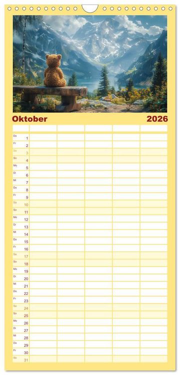 Produktbild: Familienplaner 2026 - Abenteuer eines Taddyb&auml;ren mit 5 Spalten (Wandkalender, 21 x 45 cm) CALVENDO