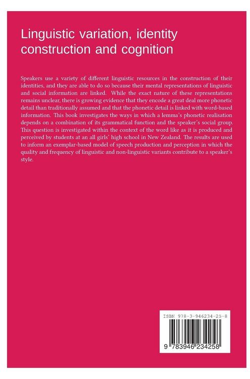 Produktbild: Linguistic variation, identity construction and cognition