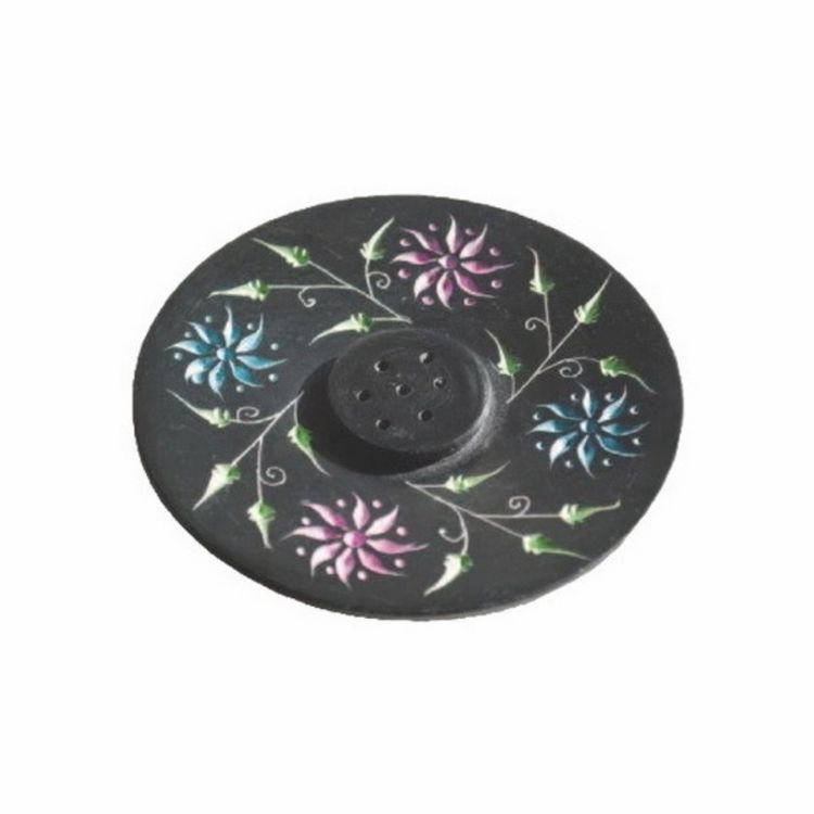 Produktbild: R&auml;ucherst&auml;bchenhalter rund Black Stone, bunt bemalt