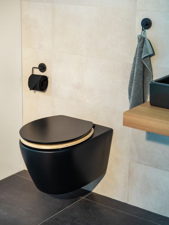 Produktbild: WC-Sitz Mod. Bambusa Black, aus MDF und Bambus