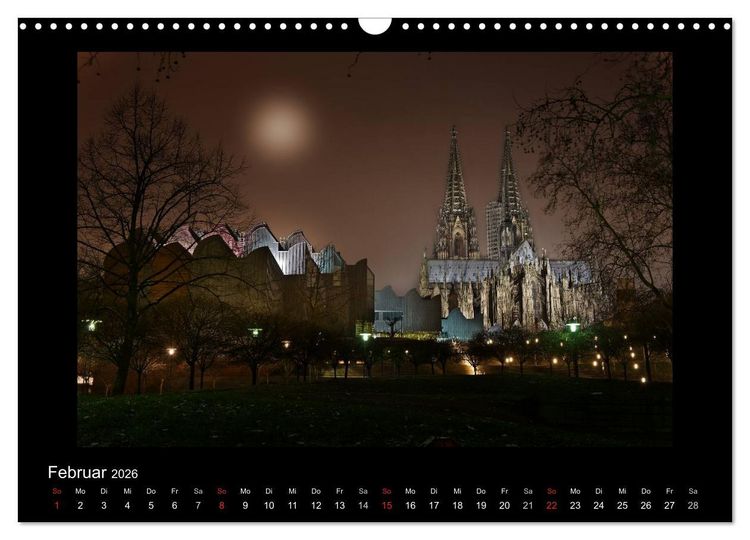 Produktbild: K&ouml;ln &ndash; Nachts 2026 (Wandkalender 2026 DIN A3 quer), CALVENDO Monatskalender