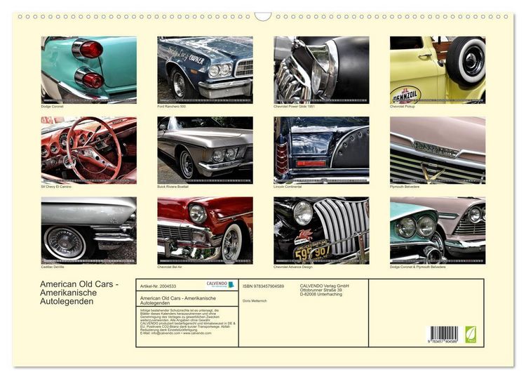 Produktbild: American Old Cars - Amerikanische Autolegenden (Wandkalender 2026 DIN A2 quer), CALVENDO Monatskalender