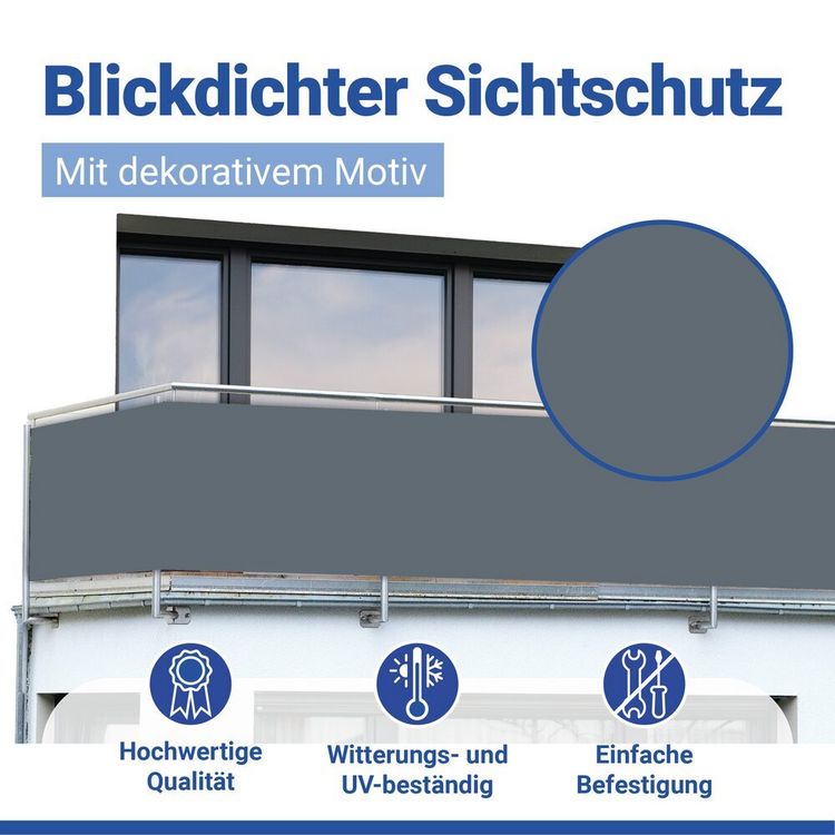 Produktbild: Balkon-Sichtschutz Mod. Anthrazit, 5 m, UV- und witterungsbest&auml;ndig