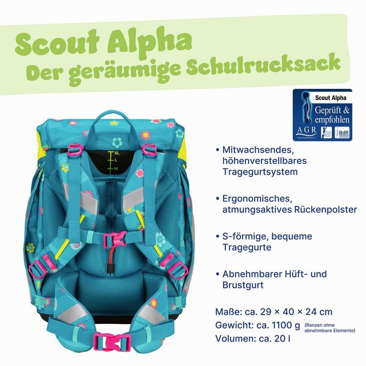 Produktbild: Scout Schulranzen Set Alpha, Schulranzen Set, 4tlg, Little Flowers