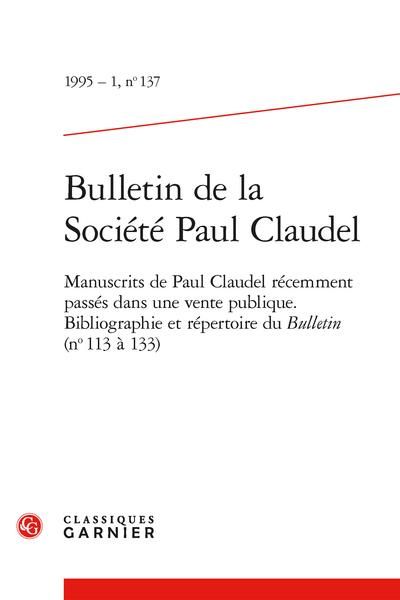 Produktbild: Bulletin de la Societe Paul Claudel; Manuscrits de Paul Claudel