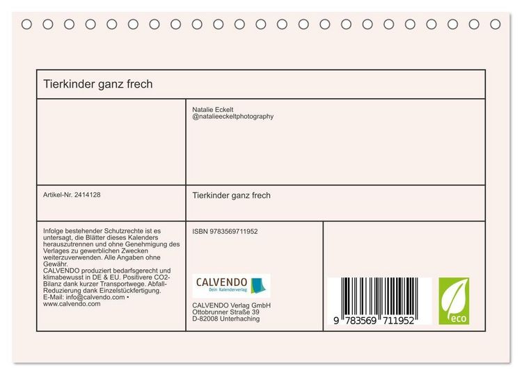 Produktbild: Tierkinder ganz frech (Tischkalender 2027 DIN A5 quer), CALVENDO Monatskalender