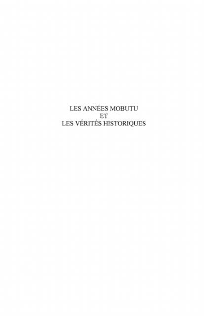 Produktbild: Annees Mobutu verites historiques
