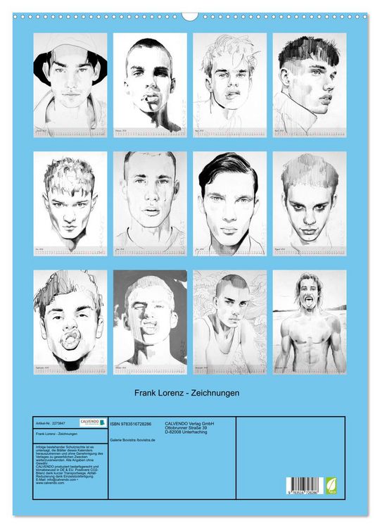 Produktbild: Frank Lorenz - Zeichnungen (Wandkalender 2026 DIN A2 hoch), CALVENDO Monatskalender