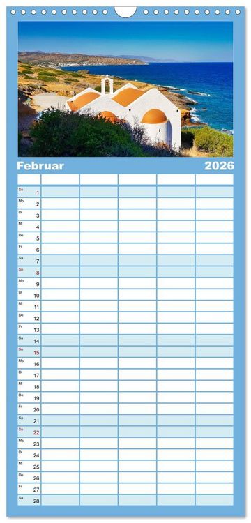 Produktbild: Familienplaner 2026 - Kreta - Insel der Kapellen mit 5 Spalten (Wandkalender, 21 x 45 cm) CALVENDO